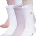 adidas Unisex Youth Athletic Cushioned 6-Pack, Crew Socks Kids for Sports, Durable & Breathable (Large, Warm Clay Pink/Wonder Beige/Preloved Fig Purple/Girls)