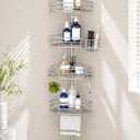 SEIRIONE Corner Shower Caddy Tension Pole, Quick Setup, RustFree Bathroom Shower Organizer Corner for Bathtub Shampoo Storage, 4Tier Adjustable Shelf, Drill Free, Fits 34 to 116 Inch Height, Silver
