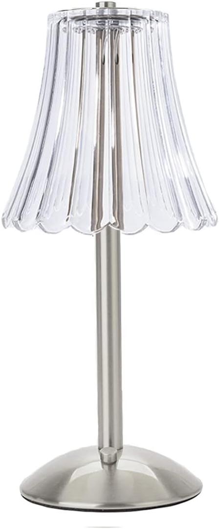 Cordless Table Lamps for Home,Table,Dining Room, Silver Rechargeable Lamps, USB Charge 12'' Tall LED Portable Outdoor Indoor Table Lamp with Built-in Dimmer