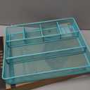 Annova Desk Top Organizer Tray for Office Organization - Metal Mesh - Storage Tray with Dividers for Pens, Desktop Accessories, Bathroom, Kitchen, Makeup and Office Supplies (Large, Turquoise)