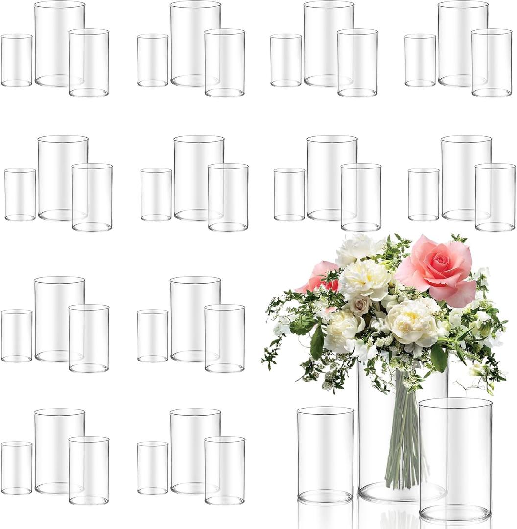 36pcs Glass Vase Cylinder for Centerpieces Small Flower Glass Clear Home Decor Centerpiece Table Flower Vase Decorations for WeddingHoliday 4,4.7,6Inch Tall