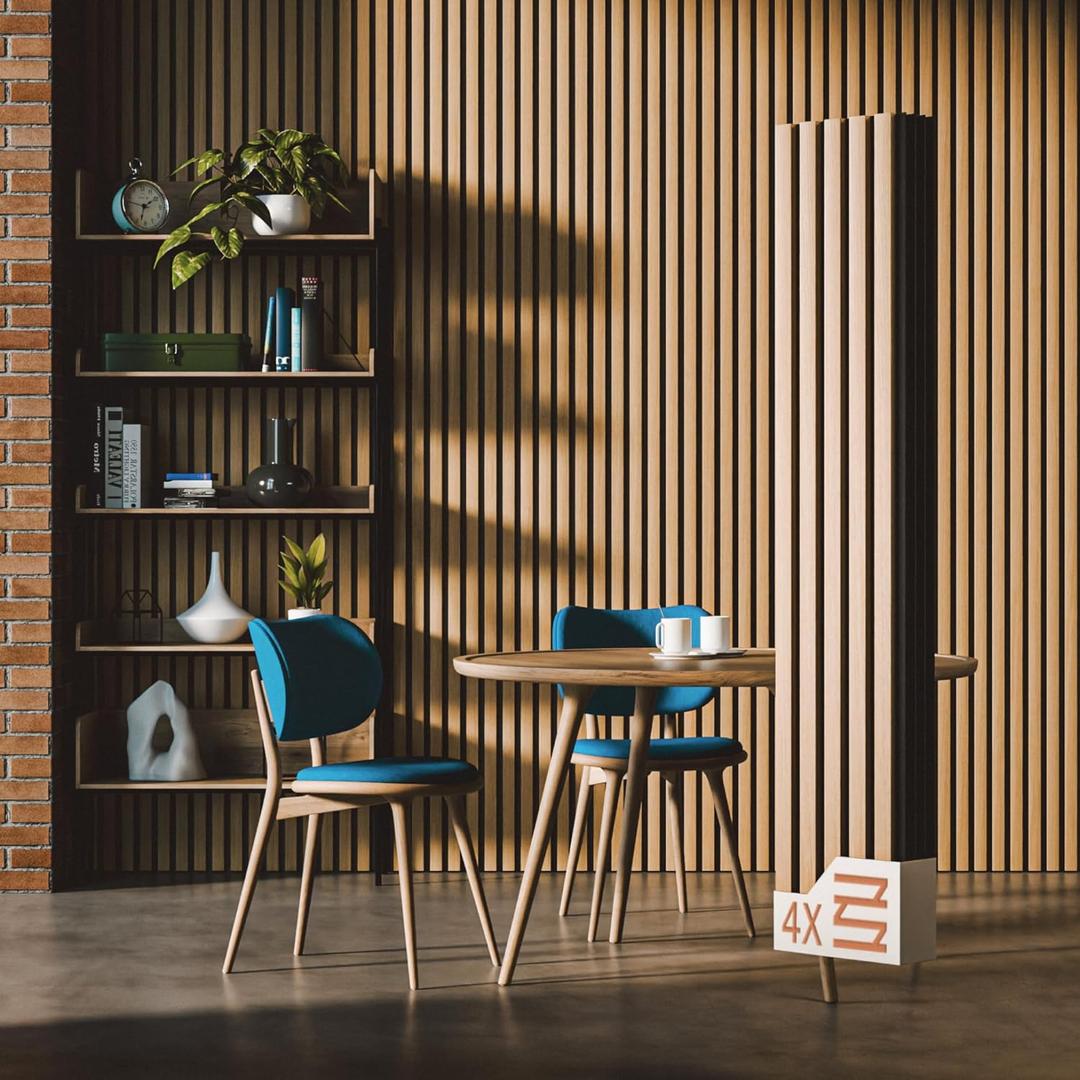 Not Just Sleek - These Wood Panels Eat Echo for Breakfast | Natural Oak Wood Slat Acoustic Panels  4PCS (94.5" x 7.9") | Sound-dampening Wall & Ceiling Panels for Stylish Noise Reduction & Dcor