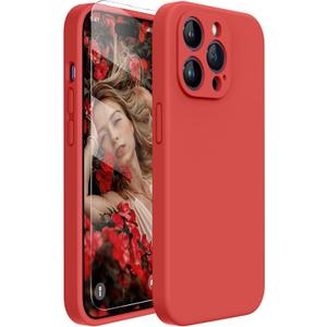 Miracase Designed for iPhone 14 Pro Case with Screen Protector, [Upgraded Camera Protection], Shockproof Liquid Silicone Rubber Phone Case Cover for 14 Pro 6.1 inch (Coral)