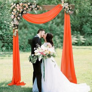AMZLOKAE Wedding Arch Drapes Orange 2 Panels 18FT Chiffon Drapery Archway 6 Yards Reception Decorations Sheer Fabric for Draping