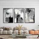 Large Framed Canvas Wall Art, Retro Grey Graffiti Pictures, 16"x24"x3, 16" X 24" X 3pcs Framed