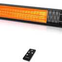 Small Outdoor Heater for Patio, thermomate 1500W IP65 Electric Infrared Heater with Low Glare Schott Glass, 9 Heating Levels & 24H Timer, Plug-in 120V Black