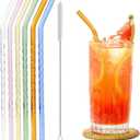 6-Pack Reusable Glass Straws Set, Clear Glass Drinking Straw, Cute Colorful Straws with Cleaning Brush, 8''x8MM