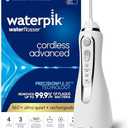 Waterpik Cordless Advanced 2.0 Water Flosser For Teeth, Gums, Braces, Dental Care With Travel Bag and 4 Tips, ADA Accepted, Rechargeable, Portable, and Waterproof, White WP-580, Packaging May Vary