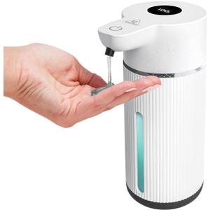 Touchless Automatic Soap Dispenser for Kitchen and Bathroom, Liquid Hand Soap Dispenser, Water-Resistant and Rechargeable, 14.2oz/420ml Intelligent Digital Display4-Level Adjustable,Modern (White)