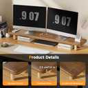 Dual Monitor Stand Riser, 39 Inch Extra Long Wooden Desktop Monitor Riser with Storage for 2 Monitors Ultra Strong Desk Shelf Organizer Riser Ergonomic for 2 Screens/Laptop/PC/TV/Printer (Walut brown, 39inches)