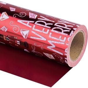 WRAPAHOLIC Reversible Nutcracker Christmas Wrapping Paper - Mini Roll - 17 Inch x 33 Feet - Merry Christmas Nutcracker Wrapping Paper with Metallic Foil Shine for Xmas Holiday, Party Celebration (Retro Red - Nutcracker)