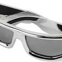 Futuristic Rectangle Sunglasses, Frosted White Frame, Gray Lenses (Transparent)