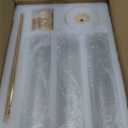 NUPTIO Gold Taper Candle Holders: Set of 3 Tall Hurricane Candlestick Holder with Open Ended Clear Glass Covers Long Stem Metal Candle Stick Stand for Fall Thanksgiving Christmas Table Decor (23.6 & 21.7 & 19.7 in)