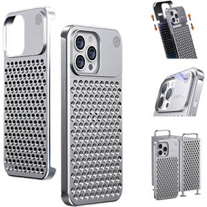 Compatible with iPhone 15 Pro/Pro Max Metal Case [Aviation Aluminum Alloy] Ultra-Thin Frameless Slim Lightweight Heat Dissipation Cooling Camera Cover Protective Cases (Silver,Pro)