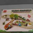 Lehoo Castle Wooden Train Set for Toddlers 2-4 - Wooden Train Track Set for Kids, Farm Animal Train Toys for 3 4 5 6 Year Old Boy Girl Birthday Gifts