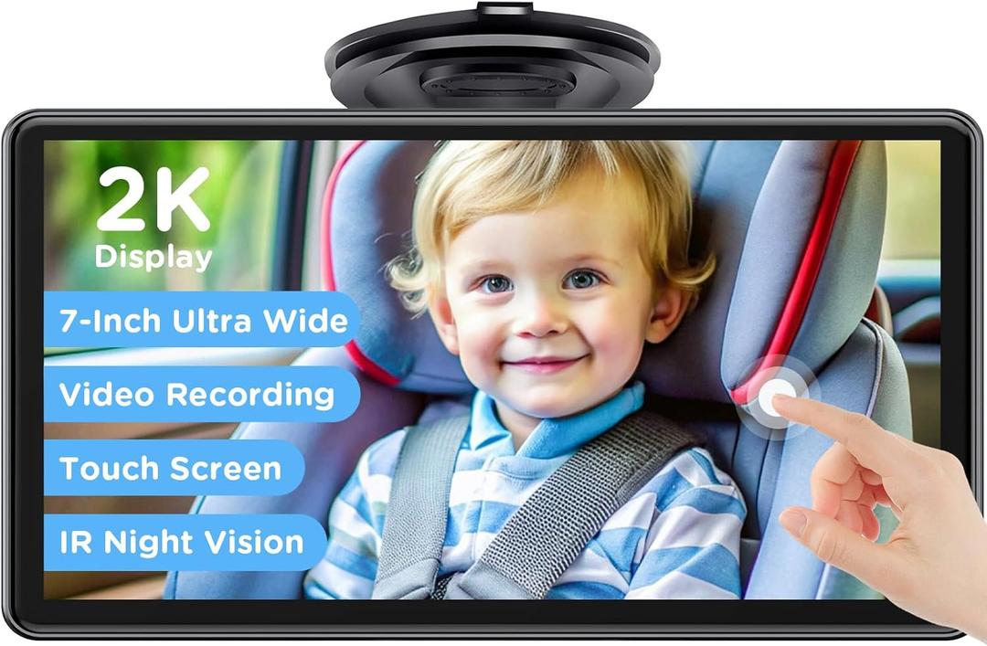 Baby Car Monitor for Backseat, 7" Touchscreen Camera Baby Camera with USB Plug and Play Easy Setup, 150 Wide Angle, Night Vision, Flexible 360 Rotation