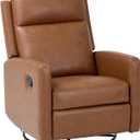 MALOL Swivel Rocking Recliner Chair, Wide PU Leather Glider Recliner with High Backrest and Footrest for Living Room, Office, Bedroom, 3.25 ft x 2.5 ft x 3.25 ft