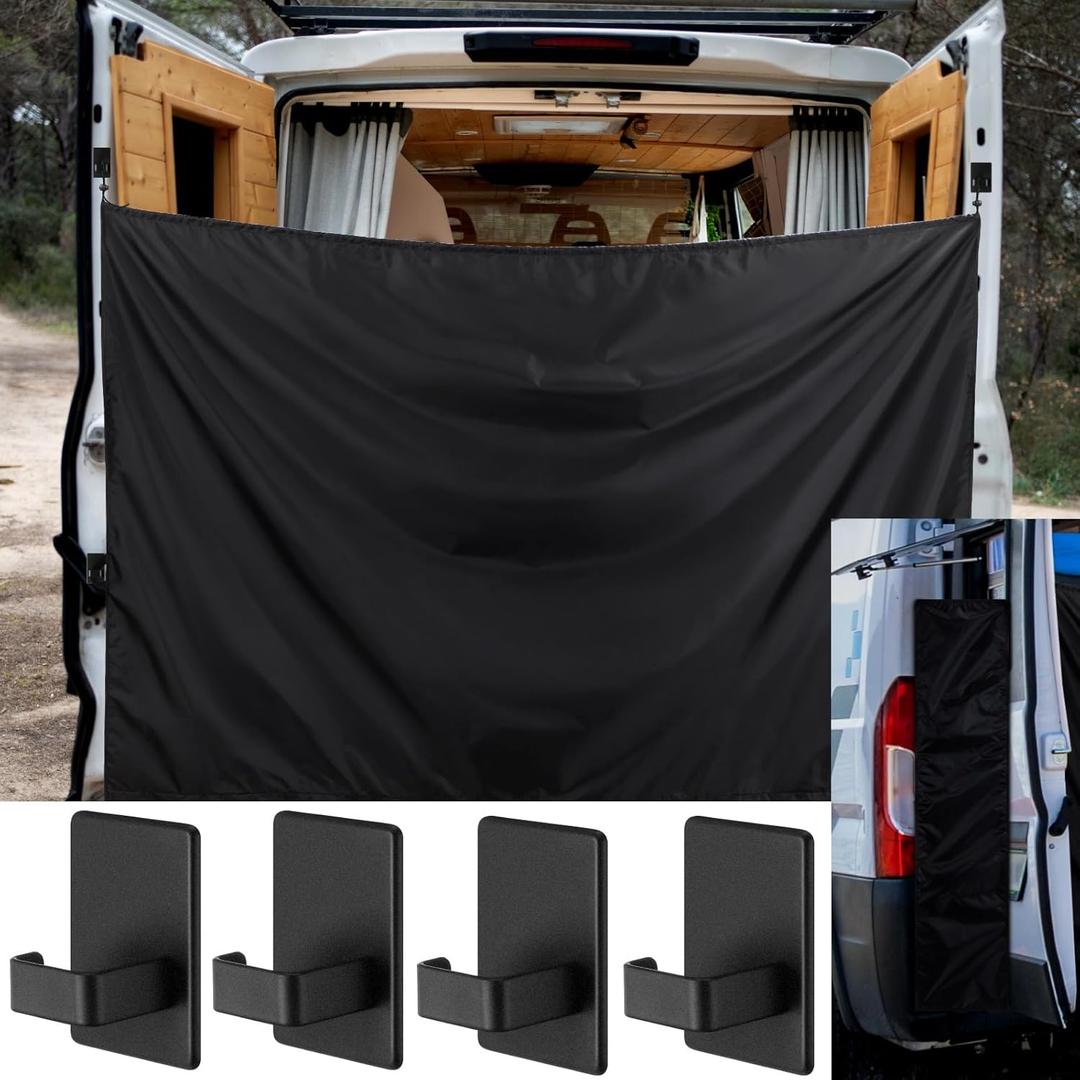 7x6 ft Large Camper Van Curtains Van Rear Door Shower Privacy Curtains with 2 Side Privacy Panels and Magnetic Hooks Adjustable Outdoor Shower Double Layer Changing Car Truck Travelling