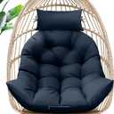 MAGIC ELEPHANT Egg Chair Cushion, Memory Foam Hanging Egg Chair Cushion Replacement, Indoor Outdoor Hammock Basket Swing Cushion with Headrest (Blue)