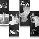 Chinco 4 Pcs Women Funny Wall Art Bathroom Decor 9.84 x 3.94 x 0.2 Inch Glam Bathroom Wall Decor Modern Women Funny Bath Wood Hanging Decoration for Home(Sweet,Black, White)