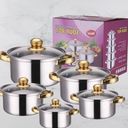 Nonstick Kitchen Cookware Sets, Stainless Steel Cookware Pot, Stainless Steel Cooking Pot Set with Glass Lids for Gas Electric Halogen Ceramic Induction Hobs 