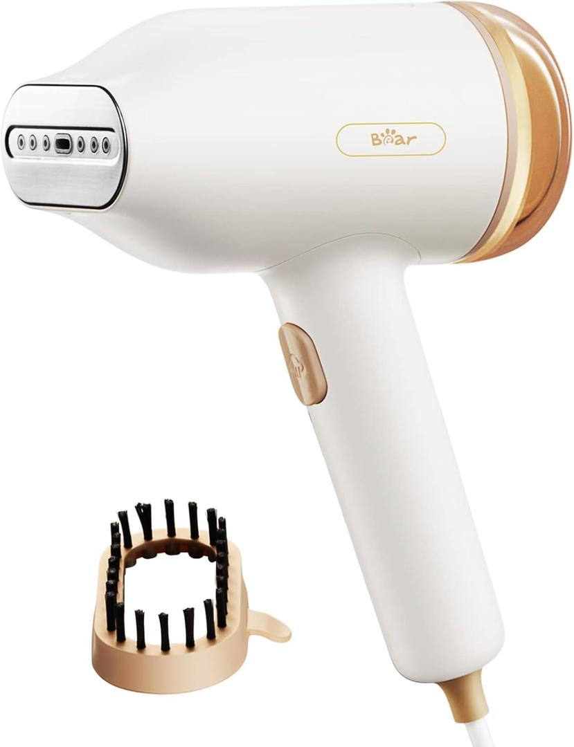 Bear Steamer for Clothes, Portable Handheld Travel Clothes Steamer, 10 Second Fast Heat-up, Auto-Off, Steam Iron Fabric Wrinkle Remover with Brush for Home and Travel