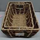 StorageWorks Wicker Baskets for Organizing, Handwoven Storage Basket with Built-in Handles, Banana Leaf Organizer for Home Decor, Set of 2