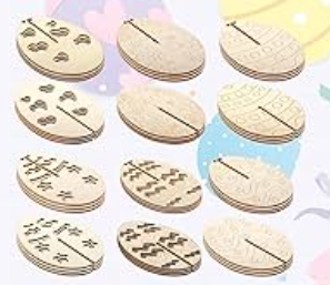 2 x 
Novabright 24 Pcs DIY 3D Wooden Easter Eggs Ornaments Crafts Unfinished Slices for Painting Spring Easter Egg Cutouts Craft DIY Blank Decorations (Rabbit)