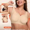LetsJoli Bras for Women Supportive Wireless Push Up Bra Full Coverage No Underwire Seamless Plus Size for Older Women (Beige, M)