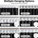 DUALIFE Black Blackout Curtains 105 Inch Long for Living Room, Back Tab and Rod Pocket, Thermal Insulated Room Darkening Drapes for Living Room, 2 Panels 52W x 105L