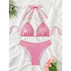 Swim EVENT 2pcs/Set Sparkly Crystal Decorated Bikini Summer, Size XL