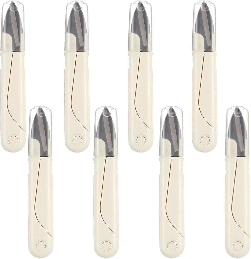 8Pcs Thread Cutter Snips for Sewing, 4.3 Inch Small Sewing Scissors Stainless Steel Yarn Crochet Scissors with Cover for Crafting, Embroidery and Knitting(White)