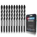 10-Piece 5/16 Masonry Drill Bits for Tile Glass Ceramic Wall Brick Stone Soft-Metal Wood, 5/16 Inch Concrete Drill Bits Cement Drill Bit Set, 3-Flat Shank, YG8 Carbide Tungsten Steel Alloy Tip 8mm