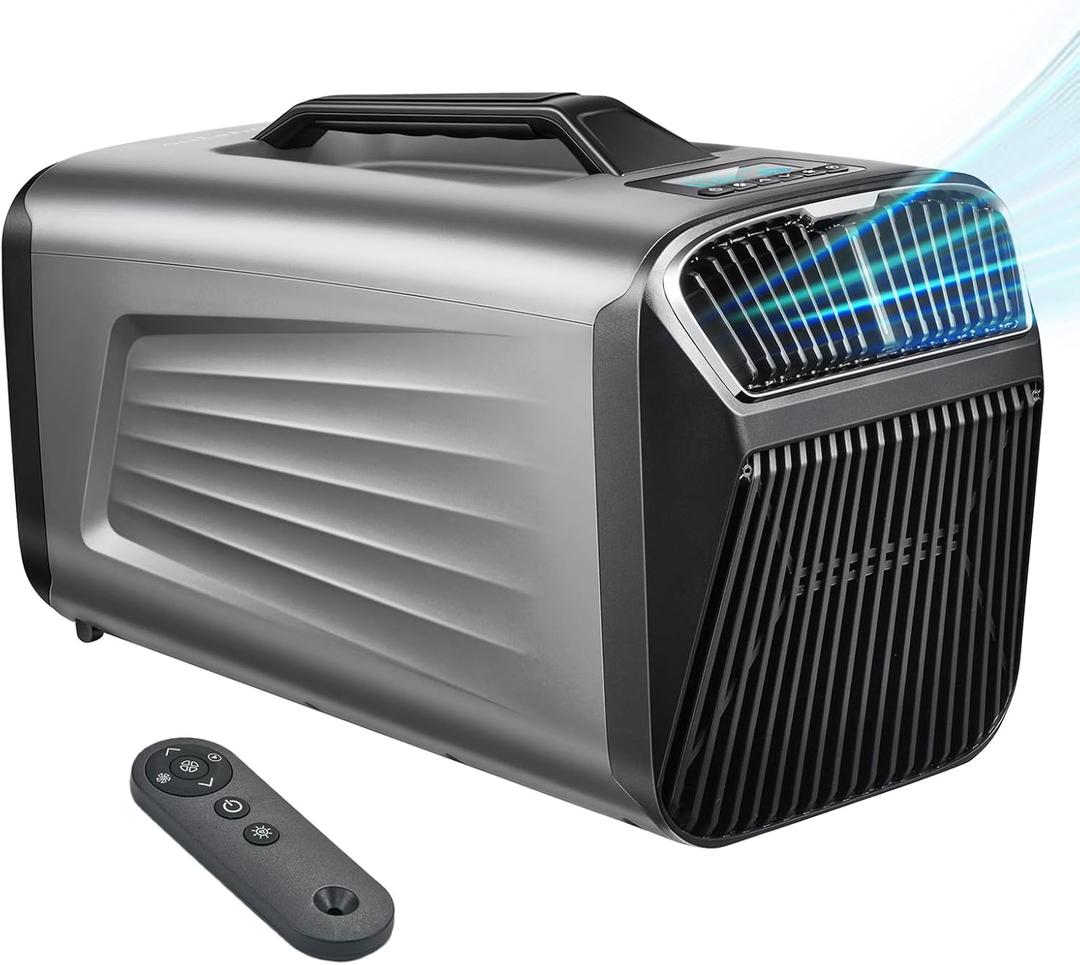 Outohome 5200BTU Portable Camping Air Conditioner For Tent Outdoor and Indoor Use,400W Low Power for RV,Truck,Van and Car Cooling,Small Warehouse and Tool Room (Dark Silver)