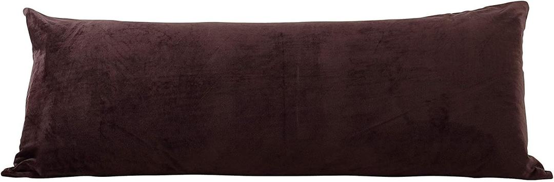 EVOLIVE Soft Micromink, Faux Fur, Faux Suede, Faux Velvet Body Pillow Cover 21"x54" Replacement with Zipper Closure (21"x54" Body Pillow Cover, Brown)