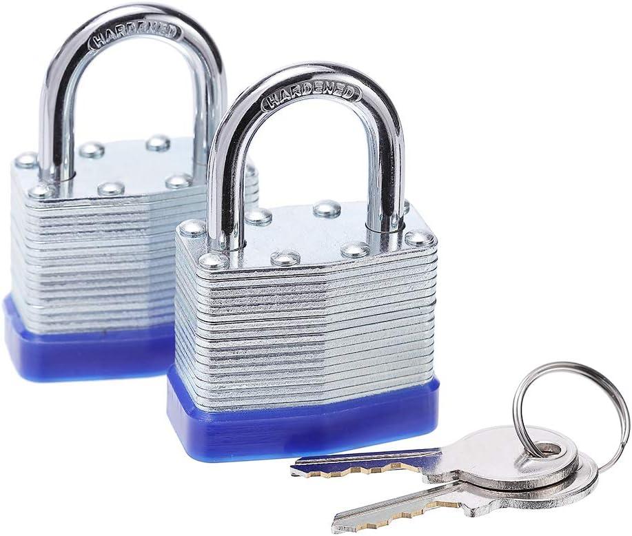 2 x Laminated Steel Key Lock, 1-9/16 in. Wide Body, 2 Padlocks Keyed Alike