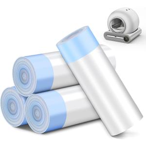 80 Count Waste Bags for Self Cleaning Cat Litter Box, 17.8 x 17.8 inches Replacement Extra Large Liners, 4 Rolls of Drawstring Trash Bags for Robot Automatic Litter Boxs (80 Counts/4 Rolls)