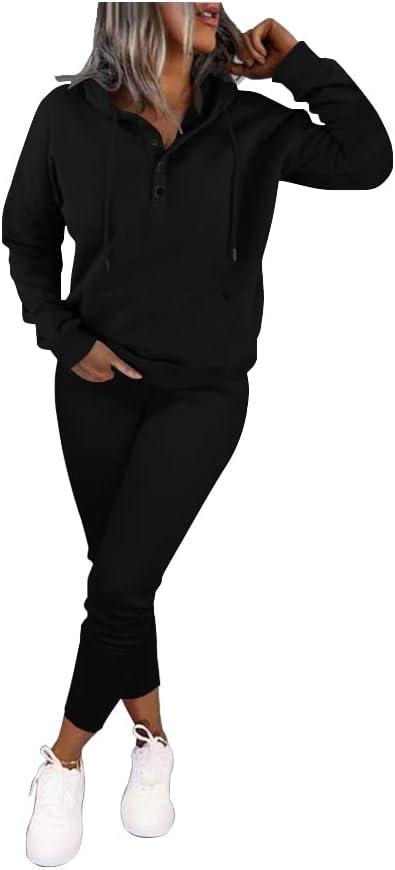 Nimsruc Two Piece Outfits For Women Jogging Suits Casual Sweatsuits Jogger (Medium, Z513 Black)