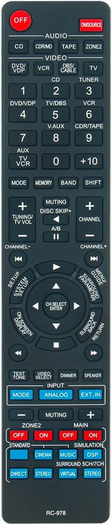PERFASCIN RC-978 Replace Remote Control Compatible with Denon A/V Receiver AVR-1905 AVR-785 AVC-1590 AVR-1906 RC-916 AVR-1803 AVR-883 RC-1003 AVR-786 AVR-786S AVR1905 AVR1906 AVR785 AVC1590 AVR1803