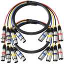 2 Pack Professional 4 Channel XLR Snake Cables 3FT, Noise Free and Long-Lasting Snake Cable, 4 Colored XLR Male to Female Recording Snake for Live, Recording, Stage, Studios