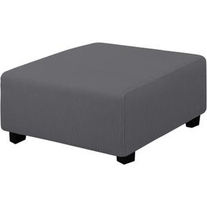 Easy-Going Stretch Square Ottoman Cover 40x40x15 inch Folding Storage Stool Furniture Protector Soft Rectangle slipcover with Elastic Bottom Grey