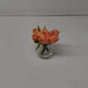 DILATATA 12 Pcs Artificial Real Touch Orange Tulips in Glass Vase with Faux Water, Small Tulip Arrangement for Wedding, Table Centerpieces, Home Decor
