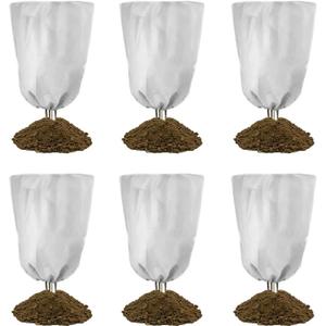 6-Pack Plant Cover Freeze Protection 31.5" x47.3'' White Tree Cover Bags with Zipper Drawstring Winter Outdoor Plant Jacket Reusable Cloth Blanket for Shrub Potted Fruit Plant (31.5" x47.3''(6PCS))