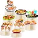10 Pcs Buffet Risers, Acrylic & Cardboard Foldable Table Food Display Stands with Acrylic Plates Risers for Catering Dessert Cake Jewelry for Wedding Birthday Christmas Party Decorations White