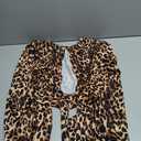 SweatyRocks Women's Leopard Print Crop Tops Cut Out Tie Back Bishop Long Sleeve Blouse M