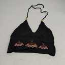Verdusa Women's Y2k Halter Tops Gothic Clothes Summer Going Out Tops Crochet Cami Tie Boho Cowgirl Outfits (Black), Small