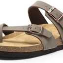 DREAM PAIRS Women's Thong Slide Sandals with Cork Footbed Open Toe Adjustable Slip On Slippers Comfort Flat Sandals for Summer, Size 11