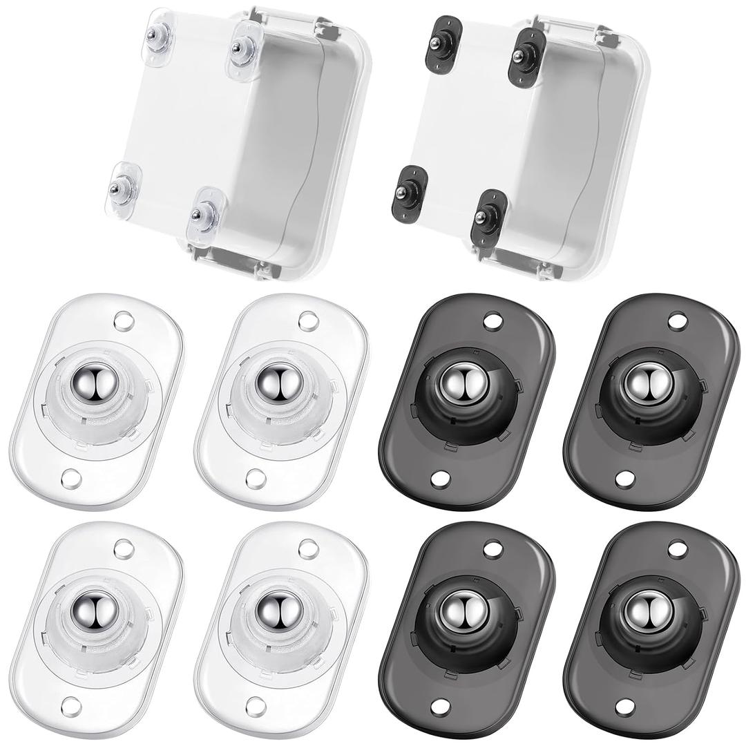 Honoson 8 Pcs Self Adhesive Caster Wheels Appliance Rollers Appliance Sliders for Kitchen 360 Swivel Universal Wheel Mini Small Kitchen (Clear Black White with 1 Steel Ball Style)