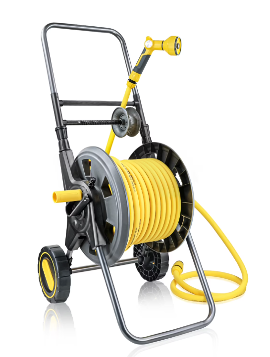 Hose Reel Cart with Wheels, Include 100FT Water Hose and Sprayer Nozzle, Portable Garden Hose Set for Watering Flowers, Cleaning Floors, Washing Cars Outside