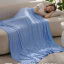 Cooling Blanket for Hot Sleepers - Summer Blanket Thin Lightweight for Bed, Q-Max>0.4, Breathable, Double-Sided, Absorbs Heat to Keep Body Cool from Night Sweats, 90"x90" Queen Size, Blue